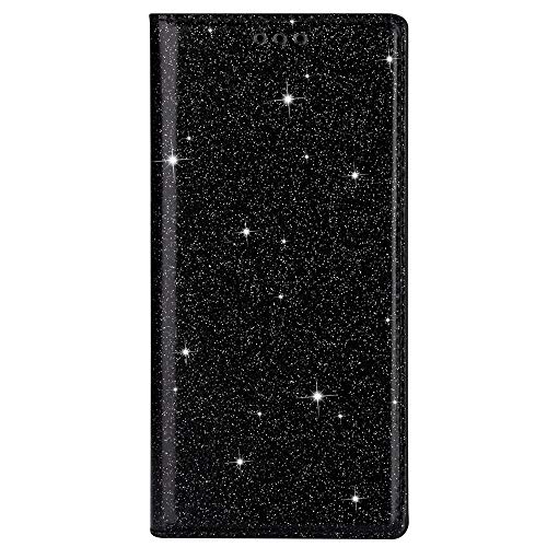 Samsung Galaxy S10 Lite Wallet Phone Case, Zyzx Samsung Galaxy S10 Lite Bling Sparkly Glitter W/Kickstand Phone Case Credit Cards Slot Magnetic Pu Leather Flip Cover For Galaxy A91/M80S Sf Black #TOP9