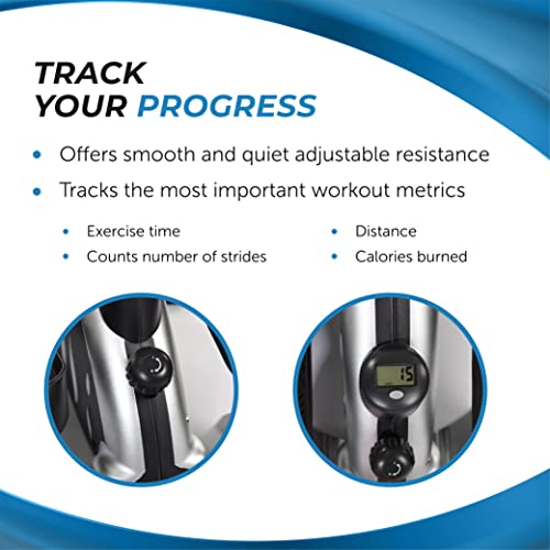 Stamina Inmotion E1000 Compact Strider - Seated Elliptical With Smart Workout App - Foot Pedal Exerciser For Home Workout - Up To 250 Lbs Weight Capacity - Silver #TOP5