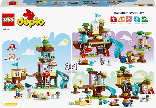 10993 DUPLO Casa sull’Albero 3 in 1, Giochi per Bambini, Bambine dai 3 Anni in su, Attività Didattiche con 4 Figure della Famiglia, Animali Giocattolo, Mattoncini e uno Scivolo - Lego - Immagine 10