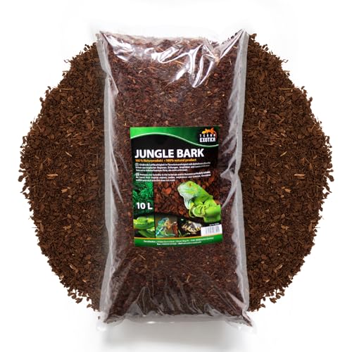 Jungle Bark schöner Bodengrund als Terrarieneinstreu für u.a. Regenwaldterrarien - rötliche Pinie für Ihr Terrarium als Bodensubstrat - Pinienrinde Einstreu für Echsen (10 Liter)