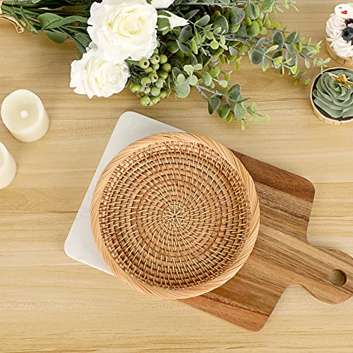 Hipiwe-Small-Woven-Wicker-Basket-76-Round-Entryway-Organizer-for-Keys-Key-Basket-Bowl-Holder-for-Wallet-Cell-Phone-Snacks