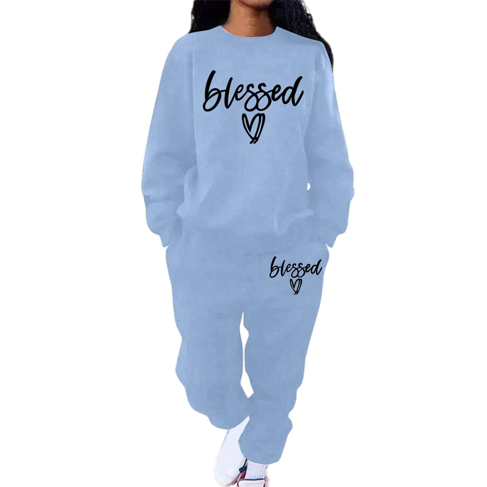 Ensemble 2 Pièces Femme Coton Haut et Pantalon Ensemble Jogging Détente Maison Set Coordonné Deux Pièces Tenue Décontractée Confortable Chic A103