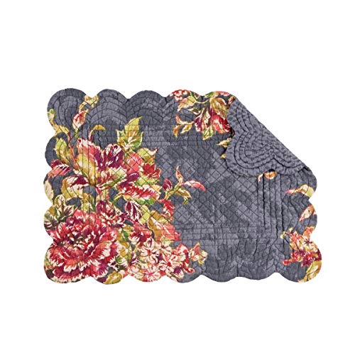 C&F Home Regina Placemat Set of 6 Quilted Reversible Cotton Floral Botanical Table