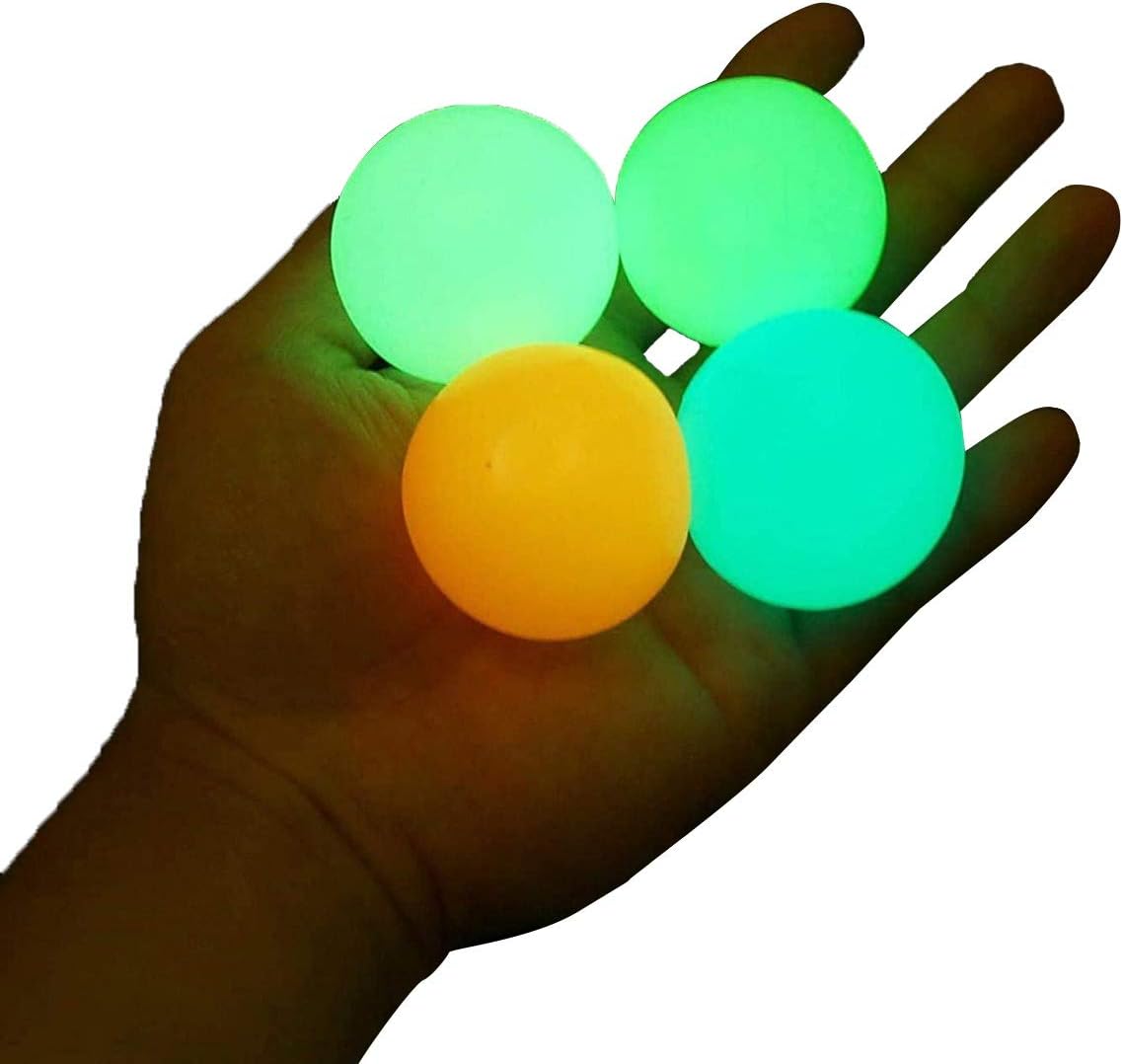 Glow In The Dark Sticky Ceiling Balls, Stress Balls For Adults And Kids Toys (4 Pieces)
