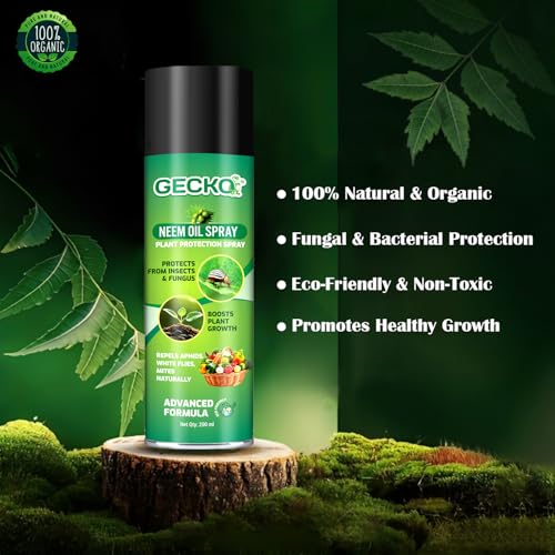 Image of Gecko Herbal Neem Oil Plant Protection Spray | Natural Insect & Fungus Repellent | Promotes Healthy Plant Growth |Chemical-Free | Controls Aphids, Mites & Whiteflies | 1 X 200ml | FORMULATION X1