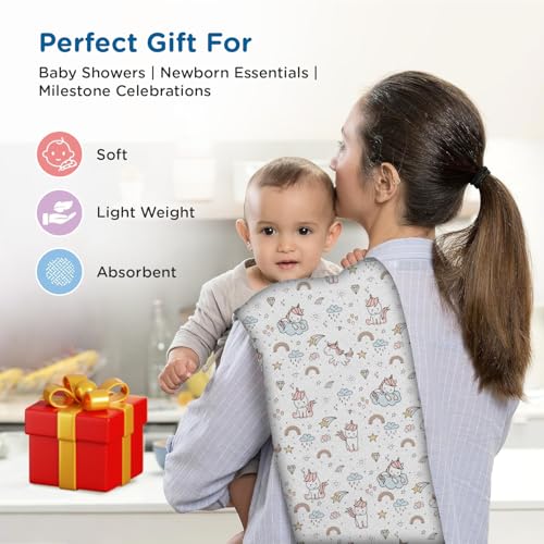 Image of Mee Mee 100% Muslin Cotton Baby Swaddle Wrappers Set (PK-3)| Baby Towel| Soft, Quick-Drying & Highly Absorbent Blanket | Printed Mulmul Swaddle Cloth,Newborn Essentials (Multicolour, 120x100 cm)