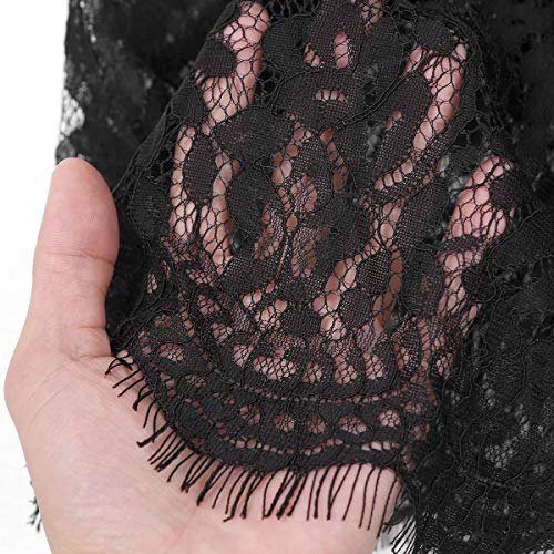 Freebily Womens Floral Lace Half Slip Dress High Waist A-Line Extenders Midi Skirt Underskirt Black Onesize #TOP4