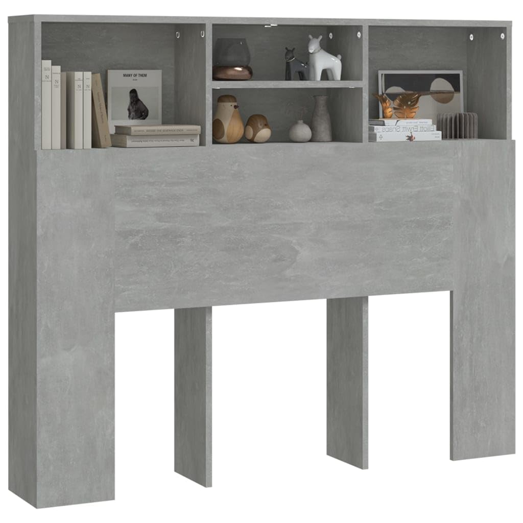 Natulvd Headboard with Storage, Multi Sizes Headboards for Single, Double, Queen, King, Super King Sizes, Floor Standing Head Board with Open Shelves for Bedroom, 120x 103.5 cm (Rustic Grey)