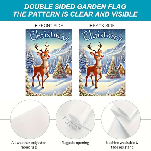 Image of BlissYard Christmas Reindeer Garden Flag 12x18 Inch Polyester