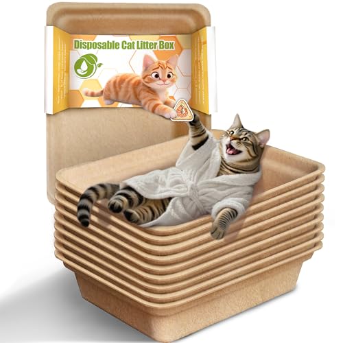 9-Pack Disposable Litter Boxes for Cats: Leak-Proof 3/6/9/20/32 Odor Control Tray for Kittens Rabbits Travel Indoor Easy to Dispose of