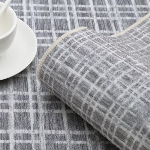 Tapete decorativo moderno checkered 8x10 gris miniatura 6
