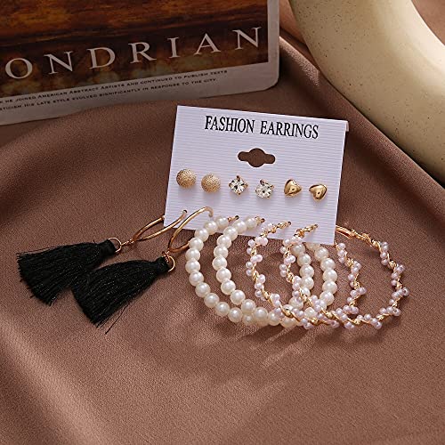Image of Shining Diva Fashion Stylish Combo Design 6 Pairs Metal Earrings for Women and Girls (F12787er)