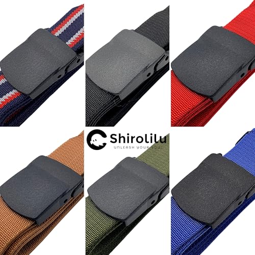 Elastic No Metal TSA Travel Stretch Colorful Web Belts with Key Ring Strap, Plastic Buckle Adjustable Belt2