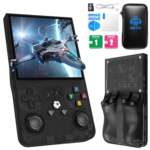 R36MAX Retro Handheld Game Console, R36MAX with 4.0'' IPS Screen Linux System Built-in 60G TF Card