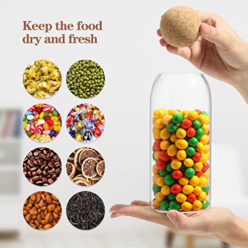 Image of ComSaf 1000ml Glass Storage Container with Ball Cork, 3Pcs Glass Jar with Cork Lid, Round Cork Glass Bottle, Coffee Jar with Wood Ball Lid for Bath Salt, Food, Coffee, Sugar,Tea, DIY Decoration
