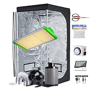 ConyLite Grow Tent Kit Complete Package New Tech APQ300 LED Grow Light Full-Spetrum, 32″X32″X63″Indoor Mylar Grow Tent, 4″ Fan Filter Combo Ventilation Kit for Hydroponic Growing System
