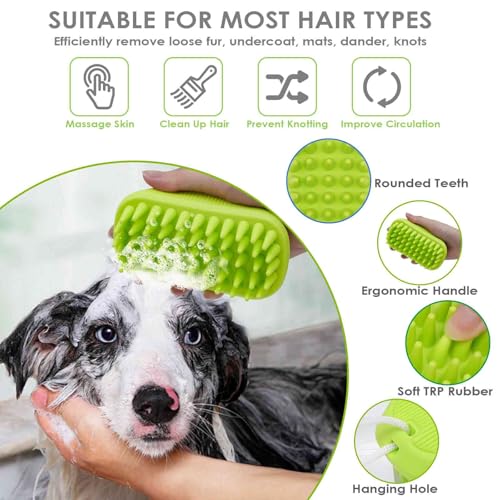 BRILLIRARE Fellpflegebürste, Premium-Silikon-Haustierbürsten, Gummi-Shampoo, beruhigender Kamm, Schrubber für nasse, trockene, langhaarige Hunde und Katzen, Massage, Enthaarung, Duschschrubben