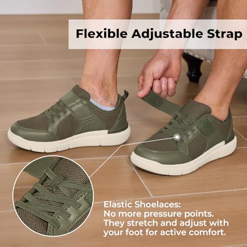 Image of FitVille Wide Diabetic Walking Shoes for Men, Lightweight Non-Slip Breathable Casual Shoes for Swollen Feet for Standing All Day