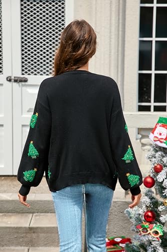 Image of LUBOT Ugly Christmas Sweaters for Women Cute Fuzzy Funny Wintertime Holiday Parties Knitted Casual Cardigan Sweater