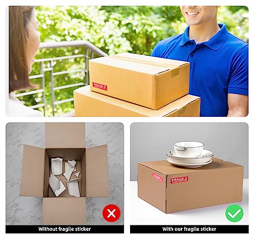 Image of 1 x 3 Inch Handle with Care 1000 Permanent Adhesive Fragile Stickers for Shipping Moving Glass Labels (1 Roll, 1000 Labels)