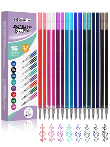 16x Minas Recargables Borrables Multicolor, Compatibles con Legami, Punta: 0.7mm, Minas Termosensibles para Notas/Bocetos/Diario en Colores [8 Colores]