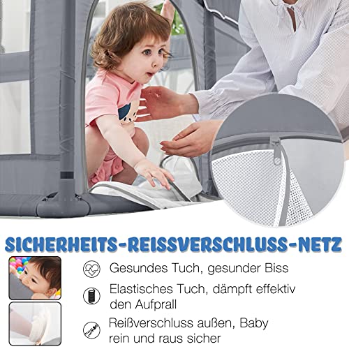NAIZY Box Baby XXL grondbox 200 x 180 cm, kruiprooster met ademend net en antislip basis, voor kinderen, binnen en… - Image 8