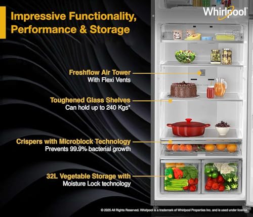 Image of Whirlpool 431 L 2 Star IntelliFresh Convertible Inverter Frost Free Double Door Refrigerator (IF INV CNV 480 ALPHA STEEL-Z, 2S)