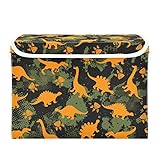 susiyo Orange Dino Green Camo Lidded Home Storage Bins Foldable Storage Cubes Organizer for Home Office Closet Shelves Nursery Toys Towels...