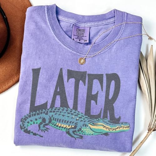 Later Gator Vintage 90s T-Shirt- Soft Comfort Colors Shirt with Playful Retro Alligator Graphic-T Shirt Ideal for Men & Women2
