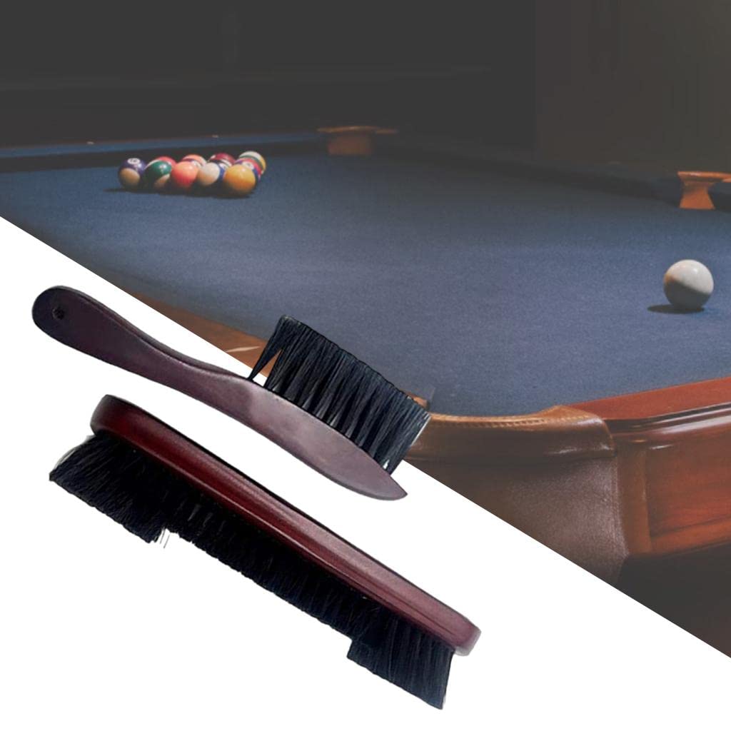 Set Pennelli Per Pulizia Biliardo - Spazzole Per Tavolo E Guide, Legno Massello E Setole Nylon, Colore Rosso Vino