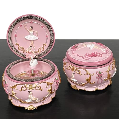 Briskfeel Classical Ballerina Music Box LED lights Twinkling Resin Carved Collectible Mechanical Ballerine Musical Box with Sankyo 18-Note Ballerina Rotates with Music (4# Ballet) - Thumbnail 3