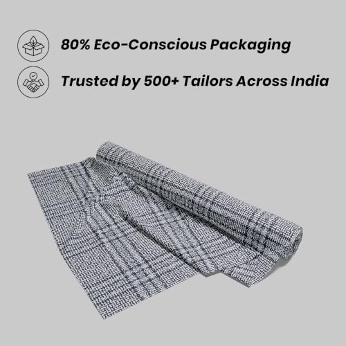 Image of BIGREAMS Unstitched Checkered Suiting Luxury Pants Fabric for Men - 1.5 Meter Pant Piece | Premium Blended Material | Soft Finish | Ideal for Formal Trousers