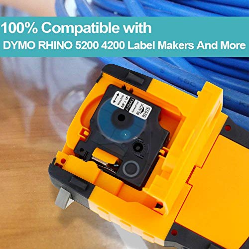 Aonomi Industrial Label Tapes Compatible Dymo 18443 Permanent Vinyl Label Tapes Replacement Dymo Rhino Label Maker Tape 3/8" 9Mm Black On White For Dymo Rhino 4200 5200 5000 6000 Label Maker,3-Pack #TOP1