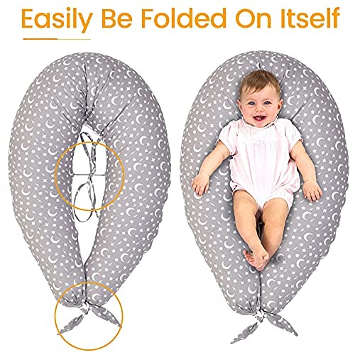 Orzbow Nursing Pillow With Machine Washable 100% Cotton Cover| Pregnancy Pillows Suitable Breastfeeding(Grey Star, 1Pcs) #TOP1