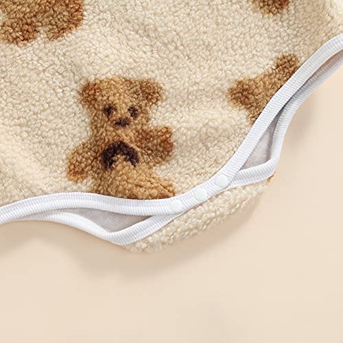 Baby Girl Boy Oversized Sweater Fleece Romper Pullover Sweatshirt Long Sleeve Warm Tops Fall Winter Clothes (B- Bear Beige,0-6 Months) #TOP3