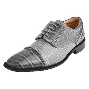 LIBERTYZENO Mens Animal Print Genuine Leather Lace Up Oxford Dress Shoes for Easter Gift