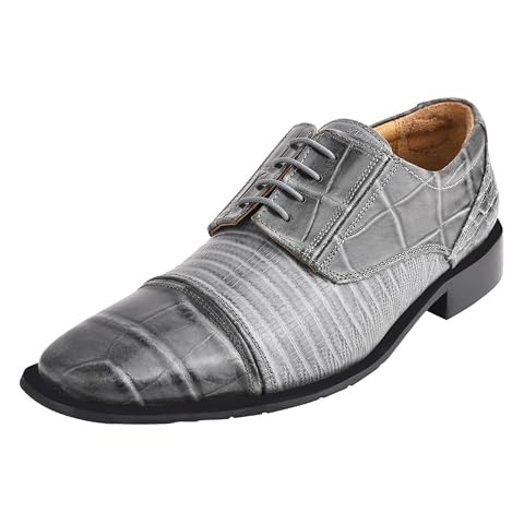LIBERTYZENO Mens Animal Print Genuine Leather Lace Up Oxford Dress Shoes for Easter Gift