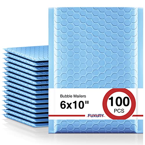 Image of Fuxury 100Pcs Bubble Mailers 6x10 inch Light Blue Bubble Mailer Thick Shipping Padded Envelopes Usable Size 6x9 inch Padded Mailers Shipping Bags for Mailing,Packaging, Small Business, Boutique, Bulk #0