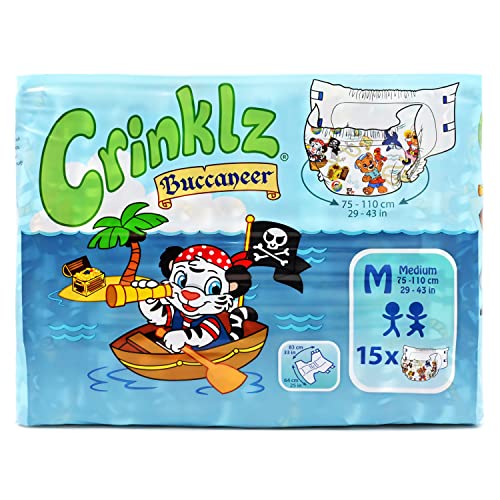 Crinklz Pañales Buccaneer - Piratas de mar con papel de aluminio - Talla M - 15 unidades