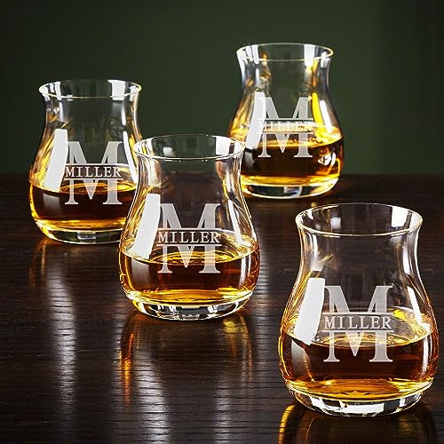 Engraved Canadian Glencairn Whiskey Glasses, Set of 4 Oakmont