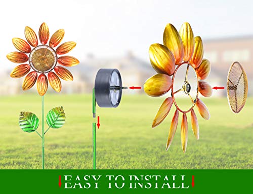 Mumtop Solar Wind Spinner 33 Inch Sunflower Wind Sculptures For Garden Patio Courtyard Decoration #TOP3