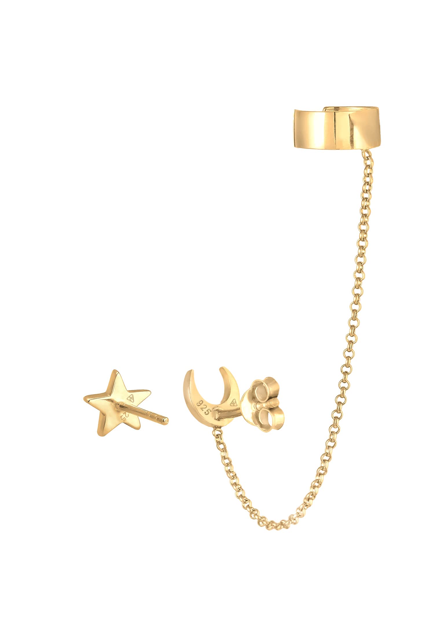 Elli Ohrringe Damen Earcuff Ohrstecker Astro Sterne Halbmond 925 Silber