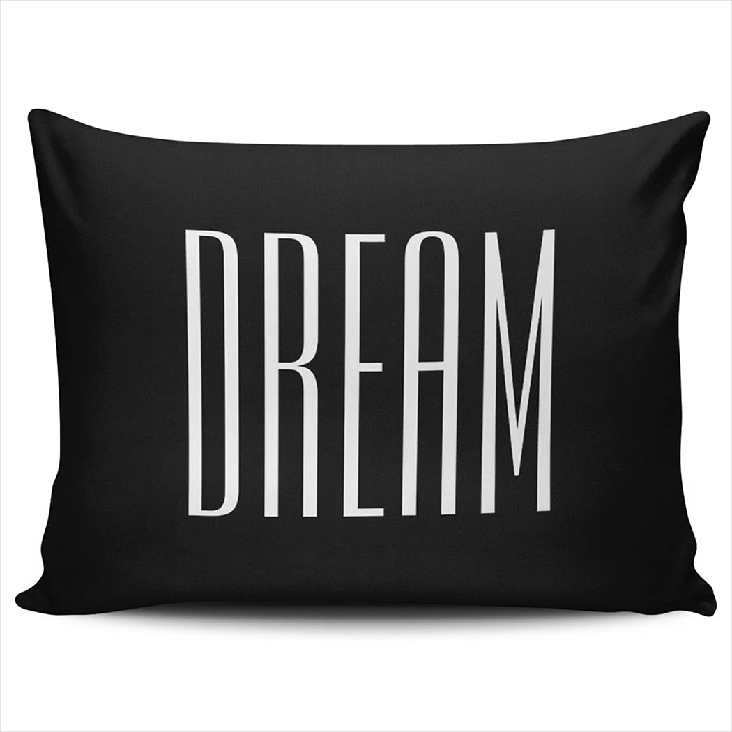 KEIBIKE Home Decoration Pillow Case Dream Quotes Black and White Art 12X16 Inch Boudoir Pillowcase Cushion Cover Double Sided Printed (Set of 1), 12 x16
