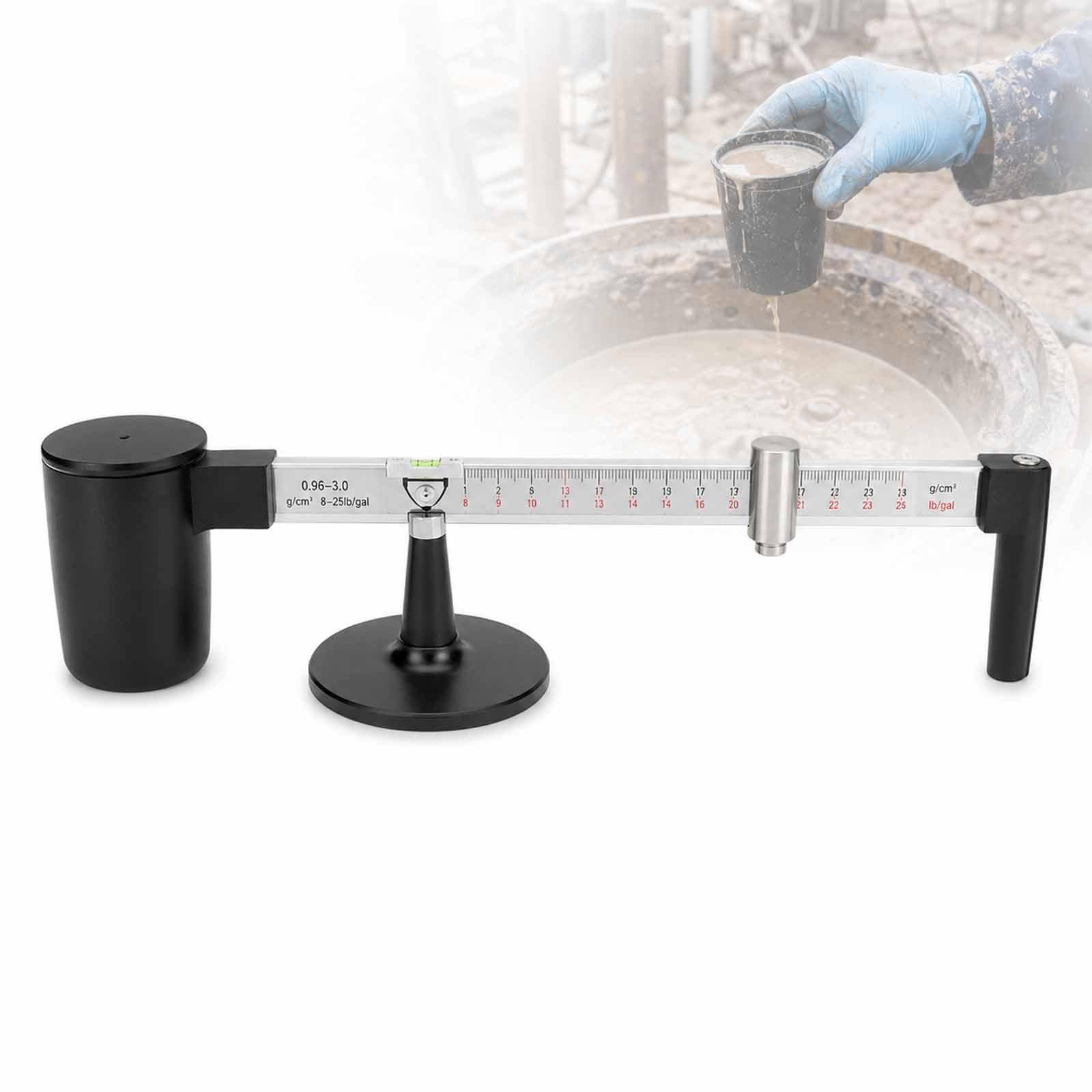 Densímetro Líquido para Incrustaciones De Lodo, Medidor De Contenido De Incrustaciones De Lodo Y Arena, Rango 0,96-3,0 G/cm³, Escala 0,01 G/cm³, Estuche para Laboratorio Y Campo