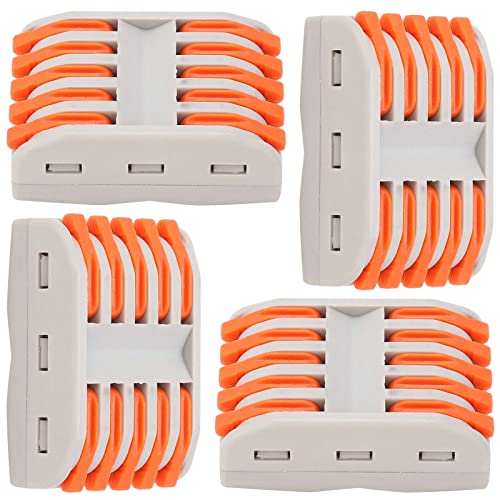 Image of Splicing Wire connectore - Electrical Wire Connectors - 5 to 5 Circuit Inline Splices - Fast Connection Terminal (4pcs, 5 to 5 Inline, Orange)
