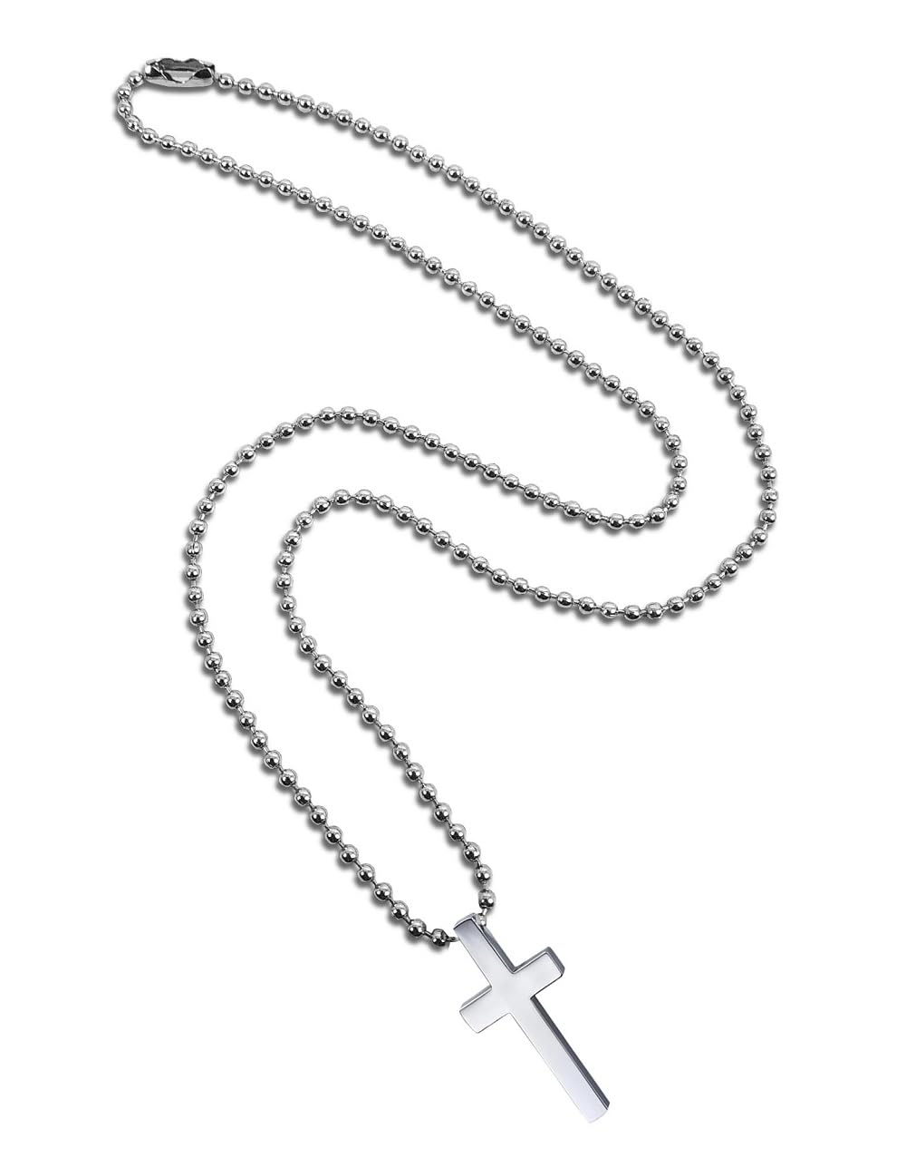 GenericSilver Lord Holy Jesus Christ Cross Christian Catholic Isa Masih Pendant Locket Necklace With Ball Chain Christmas Spiritual Religious Jewellery Gift Set