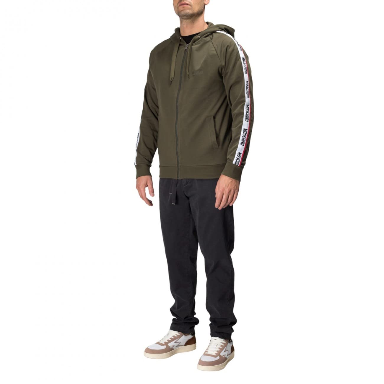 MOSCHINO Felpa uomo Zip e Cappuccio Logo Verde E23MO15 A1702 8104