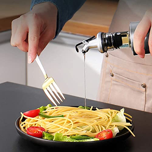 Image of Olive Oil and Vinegar Dispenser Bottle Set 2Pack 510ml Kitchen Oil Dispenser Glass Cooking Oil Dispenser with Steel Cover Seasoning Bottle. (Pack of 2, 510 ml)