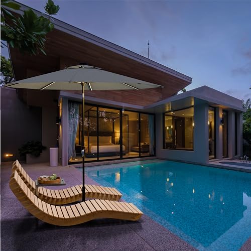 Image of Midtown Umbrellas LED Swilt - 9 Ft Solar LED Patio Umbrella, Heather Grey