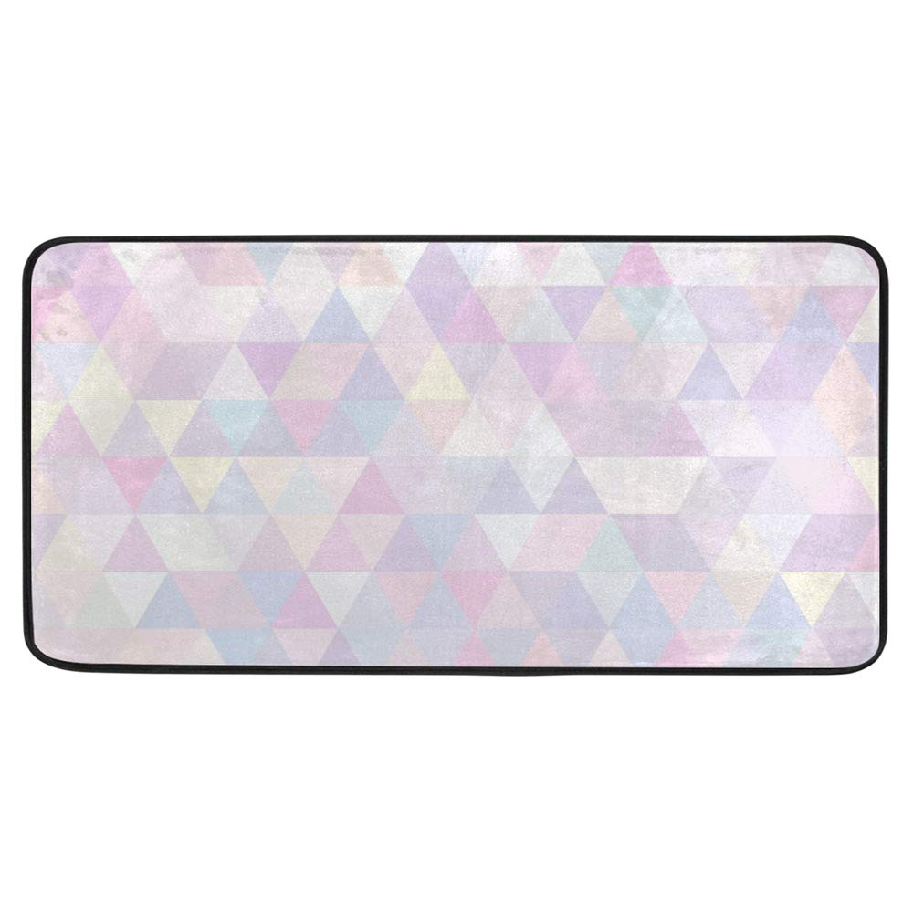Tapis de cuisine antidérapant contre les glissades avec motif plumes rose doux